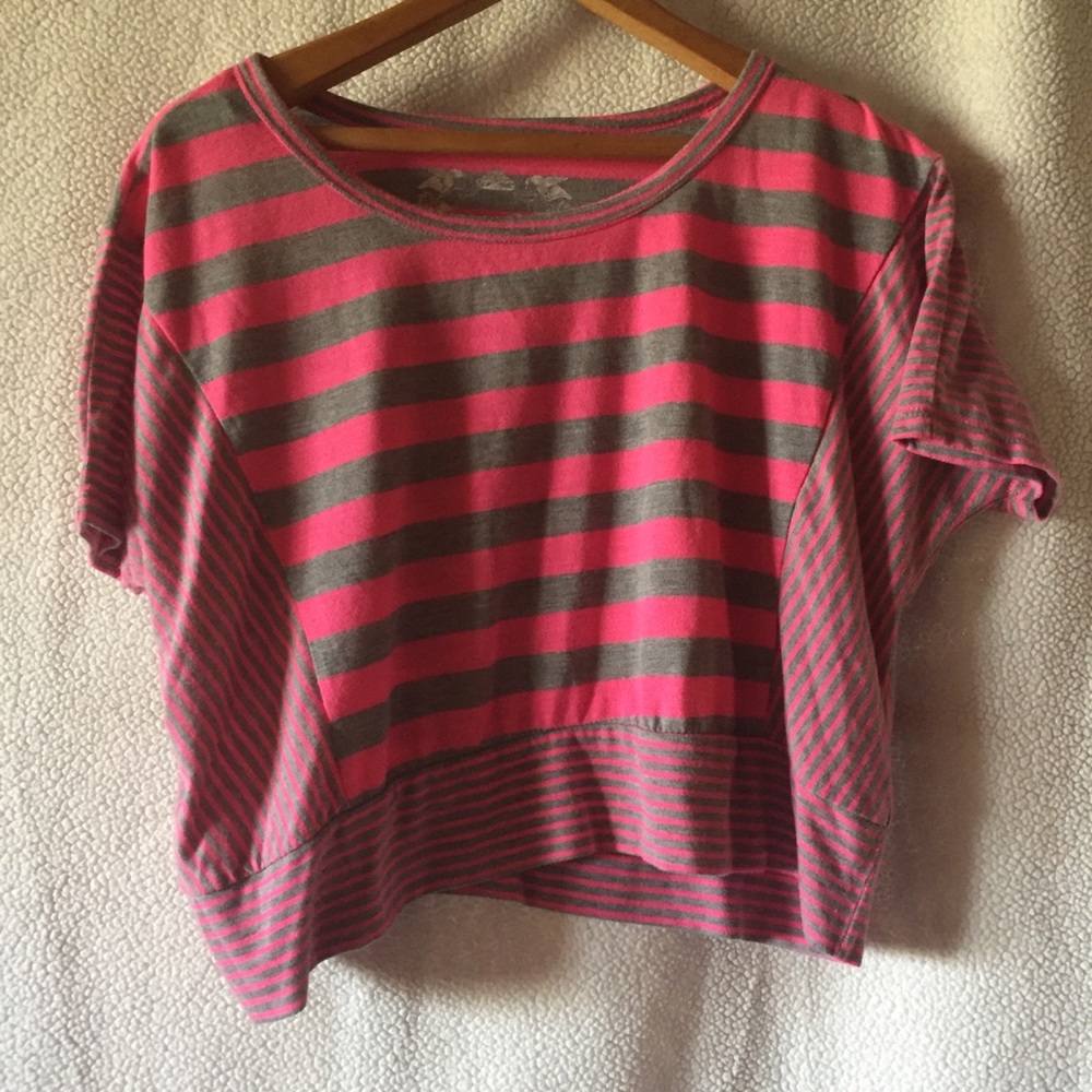 Pink and gray Poof! crop top. Size Small